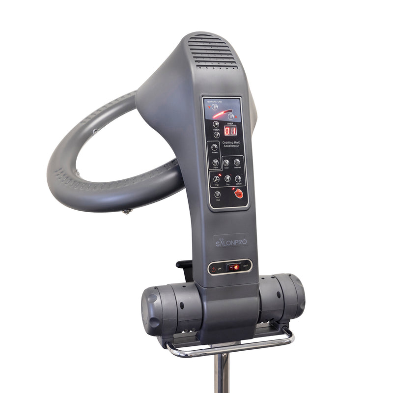 SalonPro Orbiting Halo Infrared Hair Color Processor Multi-function Dryer Accelerator with Rolling Base - Grey: Professional Hair Treatment Equipment